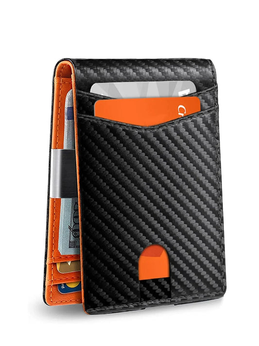 Minimalist men's RFID blocking multi-functional ultra-thin 12-card wallet, front pocket bi-fold solid color portable card holder